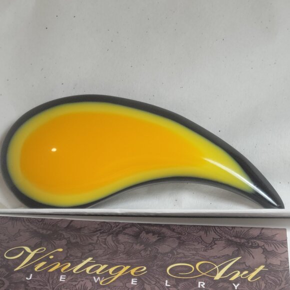 Lucite Sandwich Brooch Pin Deco Design as Modernistic with Impressionistic - Picture 1 of 5